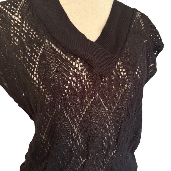 Say What USA Open Knit Top Women's M L XL Black fairygrunge Whimsygoth Vintage - Picture 2 of 14
